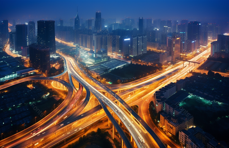蓝色城市夜景公路车流摄影,高清,摄影图,摄影图片,图片大全,摄影图免费下载